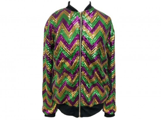 Mardi Gras Sequin Chevron Jacket with Pockets