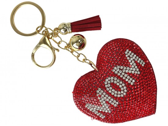 Red Crystal MOM Heart Puffy Keychain Red Crystal MOM Heart Puffy Keychain