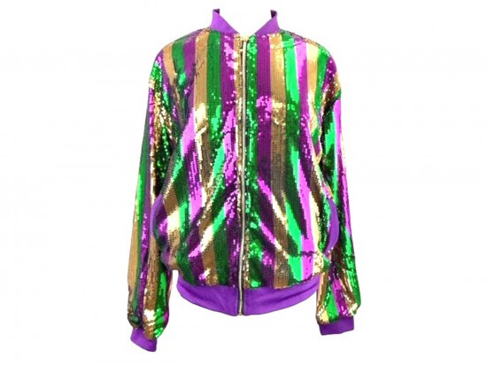 Mardi Gras Sequin Stripe Jacket with Pockets