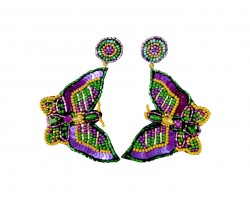 Mardi Gras Sequin Butterfly Post Earrings