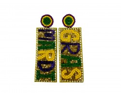 Mardi Gras Seed Bead Words Post Earrings Mardi Gras Seed Bead Words Post Earrings