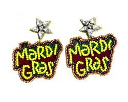 Mardi Gras Seed Bead Marquee Post Earrings
