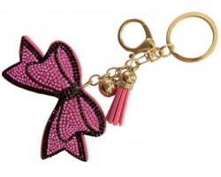 Pink Crystal Bow Puffy Key Chain