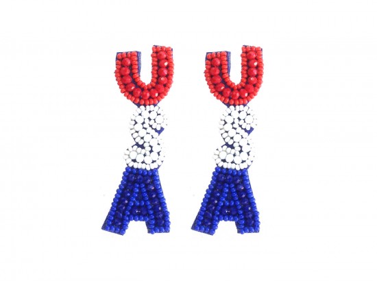USA Seed Bead Post Earrings
