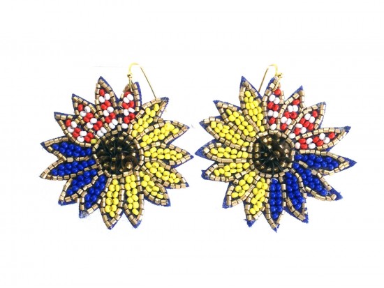 USA Sunflower Seed Bead Hook Earrings