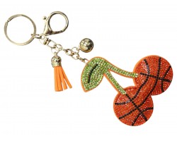 Orange Crystal Basketball Cherry Puffy Keychain