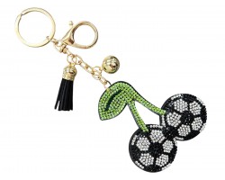 Black White Crystal Soccer Ball Cherry Puffy Keychain Black White Crystal Soccer Ball Cherry Puffy Keychain