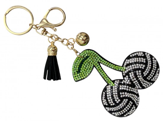 White Crystal Volleyball Cherry Puffy Keychain. White Crystal Volleyball Cherry Puffy Keychain.