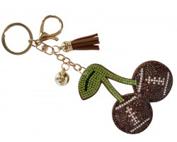 Brown Crystal Football Cherry Puffy Keychain
