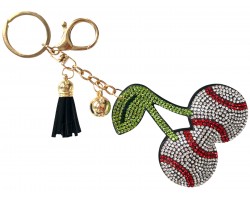 White Crystal Baseball Cherry Puffy Keychain