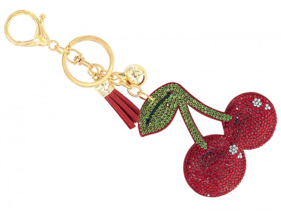 Red Crystal Cherry Puffy Keychain Red Crystal Cherry Puffy Keychain