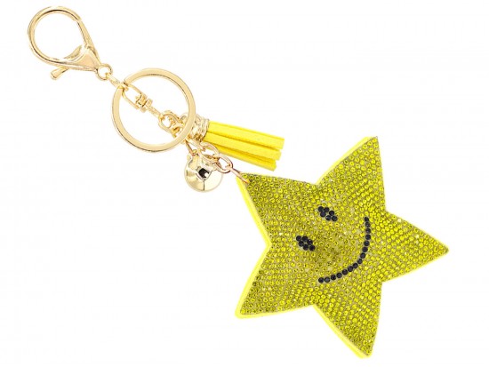 Yellow Crystal Star Face Puffy Keychain Yellow Crystal Star Face Puffy Keychain