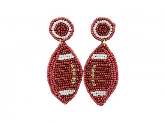Brown Seed Bead Football Post Earrings