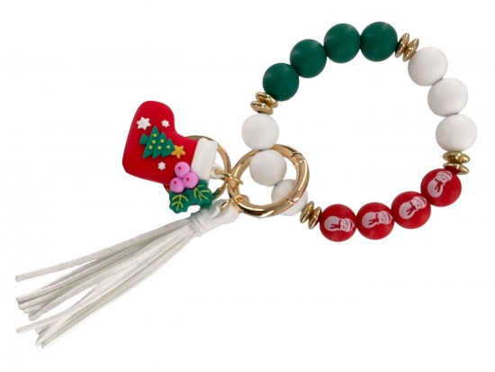 Xmas Sock Silicone Bead Bracelet Keychain Xmas Sock Silicone Bead Bracelet Keychain