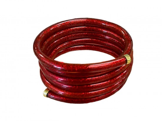Red Glitter Sparkle Tube Coil Wrap Bracelet