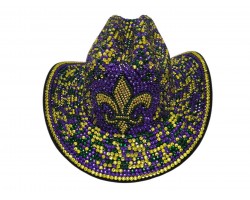 Mardi Gras Fleur De Lis Crystal Full Cover Cowboy Hat