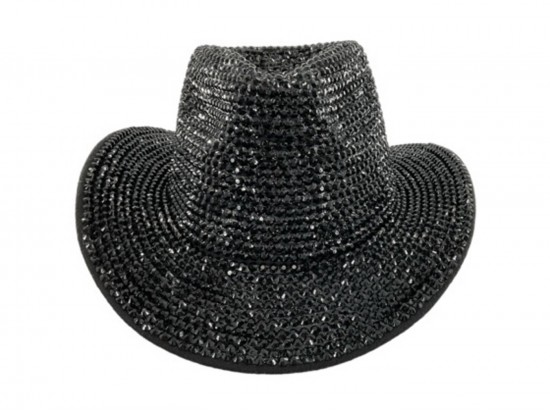 Black Crystals Full Cover Cowboy Hat