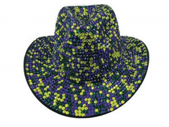Mardi Gras Scattered Crystals Full Cover Cowboy Hat Mardi Gras Scattered Crystals Full Cover Cowboy Hat