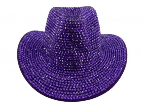 Purple Crystals Full Cover Cowboy Hat