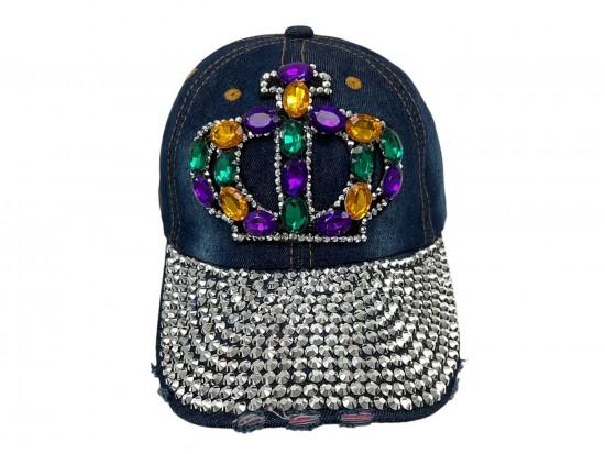 Mardi Gras Crystal Crown Denim Ball Cap Mardi Gras Crystal Crown Denim Ball Cap