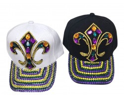 Mardi Gras Crystal Fleur De Lis Ball Cap Assorted
