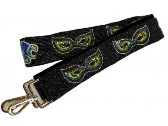 Mardi Gras Fleur De Lis Mask Sequin Purse Strap