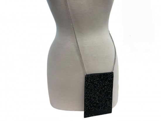 Black Crystal Cross Body Chain Purse