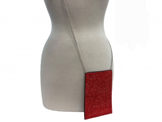Red Crystal Cross Body Chain Purse