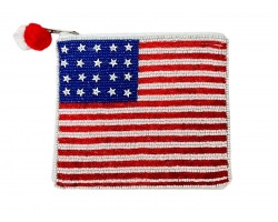USA Flag Seed Bead Accessory Bag
