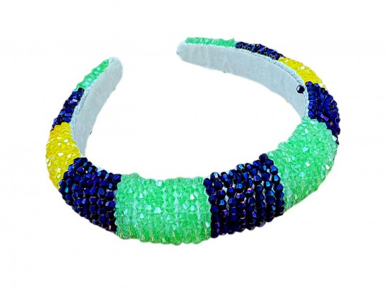 Mardi Gras Large Crystal Stripe Hard Headband Mardi Gras Large Crystal Stripe Hard Headband