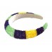 Mardi Gras Large Crystal Stripe Hard Headband Mardi Gras Large Crystal Stripe Hard Headband
