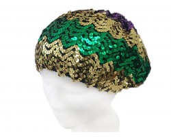 Mardi Gras Sequin Slouchy Beanie Cap