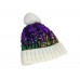 Mardi Gras Sequin White Puff Ball Beanie Cap