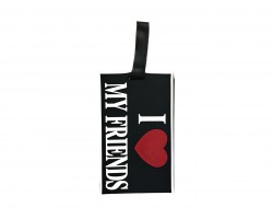 Black I Love My Friends Silicone Luggage Tag