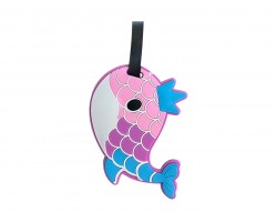 Pink Fish King Silicone Luggage Tag