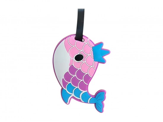 Pink Fish King Silicone Luggage Tag