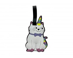 White Birthday Cat Silicone Luggage Tag