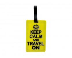 Yellow Keep Calm Travel On Silicone Luggage Tag