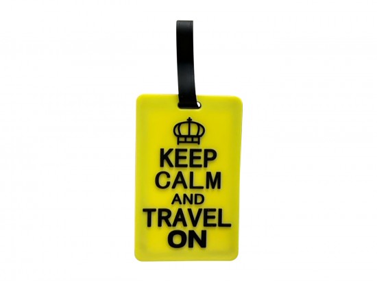 Yellow Keep Calm Travel On Silicone Luggage Tag Yellow Keep Calm Travel On Silicone Luggage Tag