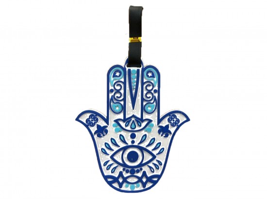 Blue Hamsa Hand Silicone Luggage Tag