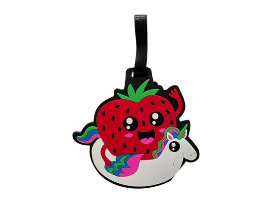 Red Strawberry Riding Unicorn Silicone Luggage Tag