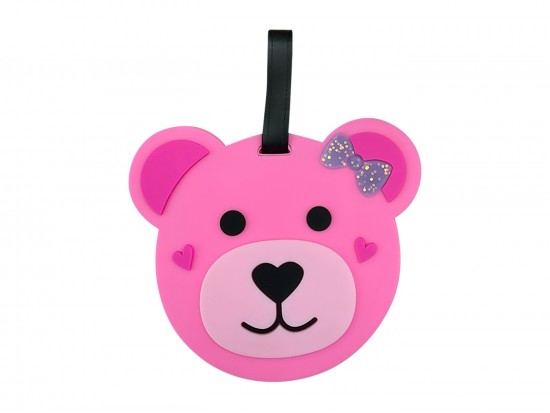 Pink Bear Bow Silicone Luggage Tag