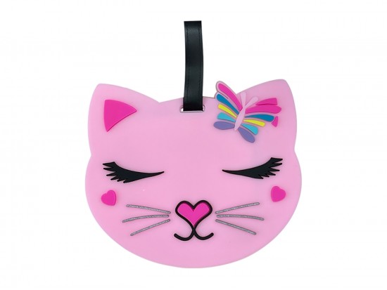 Pink Kitty Cat Silicone Luggage Tag