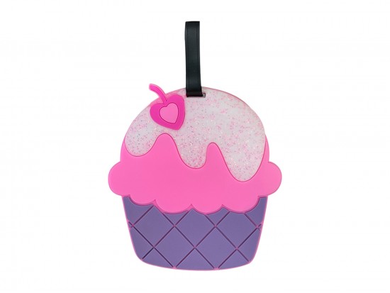 Pink Cup Cake Silicone Luggage Tag