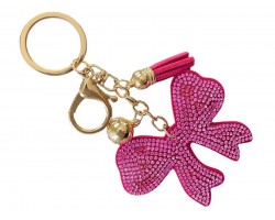 Pink Crystal Bow Puffy Key Chain