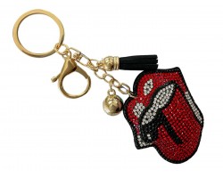 Red Crystal Hot Lips Tongue Puffy Keychain