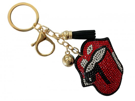 Red Crystal Hot Lips Tongue Puffy Keychain Red Crystal Hot Lips Tongue Puffy Keychain