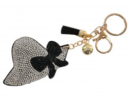 Clear Crystal Bow Hat Puffy Keychain