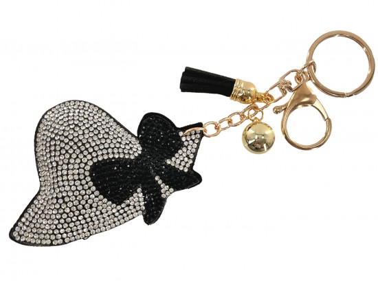 Clear Crystal Bow Hat Puffy Keychain Clear Crystal Bow Hat Puffy Keychain