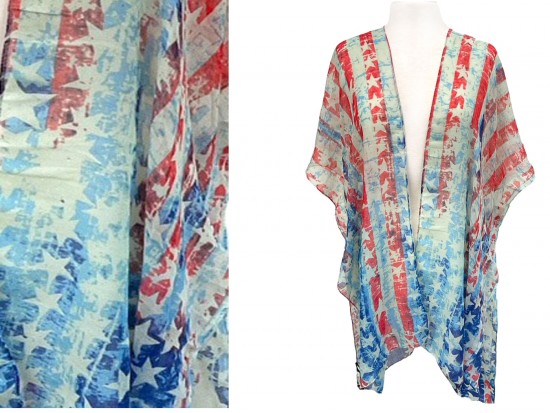 USA Distressed Stars Stripes Flag Theme Kimono